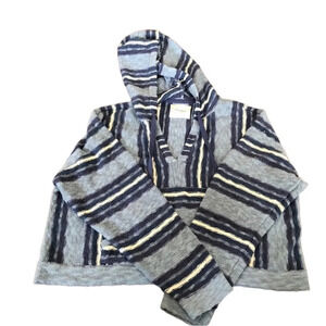 NWOT unisex Lucky Brand blue striped Knit baja Hoodie L